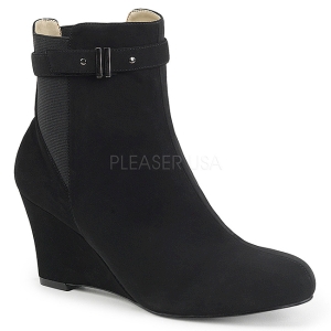 Svart Mocka 7,5 cm KIMBERLY-102 stora storlekar st�vletter dam