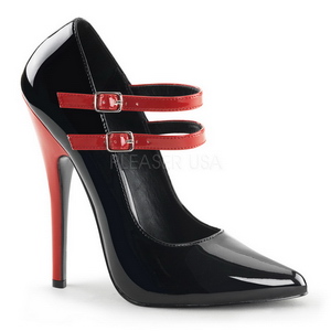 Svart R�d 15 cm DOMINA-442 damskor med h�g klack