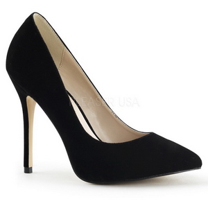 Svart Sammet 13 cm AMUSE-20 Pumps H�gklackade Herrskor