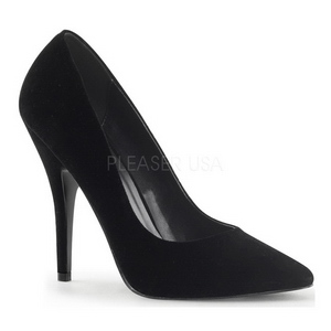 Svart Sammet 13 cm SEDUCE-420 Pumps H�gklackade Herrskor