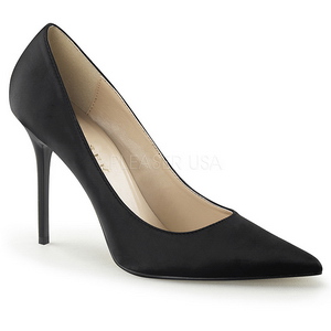 Svart Satin 10 cm CLASSIQUE-20 stora storlekar stilettos skor