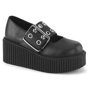 Svarta 7,5 cm CREEPER-230 maryjane creepers skor - kvinder platåskor med spänne