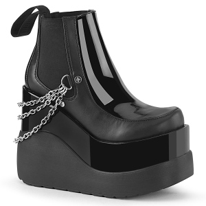 Svarta vegan boots 13 cm VOID-50 demonia wedge stövlar med kilklack