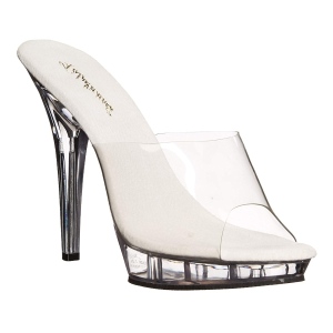Transparent 13 cm Fabulicious LIP-101 Plat� Mules H�ga Klackar