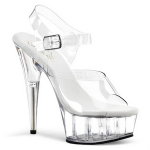 Transparent 15 cm Pleaser DELIGHT-608 H�ga Plat�sandaletter