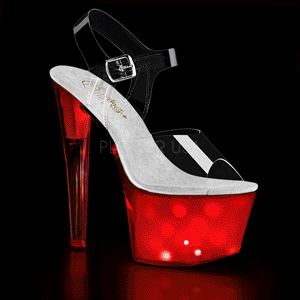 Transparent 18 cm DISCOLITE-708 poledance sandaletter skor LED gldlampa