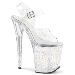 Transparent 20 cm FLAMINGO-808MMG glitter high heels shoes
