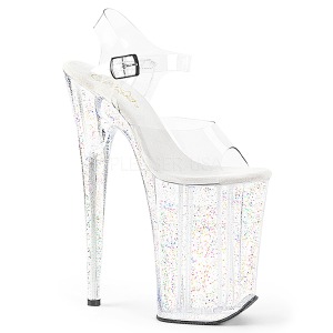 Transparent 23 cm Pleaser INFINITY-908MG glitter plat� klackar skor
