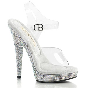 Transparent high heels 15 cm SULTRY-608DM strass platå high heels