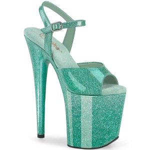 Turkosbl 20 cm FLAMINGO-809GP glitter plat high heels