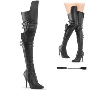 Vegan 13 cm SEDUCE-3080 lårhöga boots för män och drag queens i svart