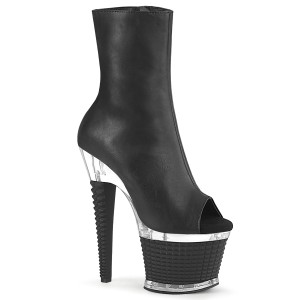 Vegan 18 cm SPECTATOR-1012 h�gklackade plat�boots - �ppen t� ankelboots svart