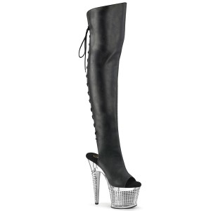 Vegan 18 cm SPECTATOR-3019-2 Black overknee high heel boots