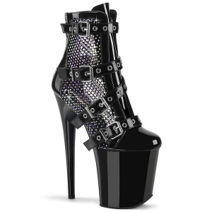 Vegan 20 cm FLAMINGO h�gklackade plat�boots - boots med sp�nnen svart