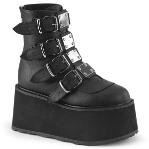Vegan 9 cm DAMNED-105 alternativa kvinnor plat�boots med sp�nnen svart