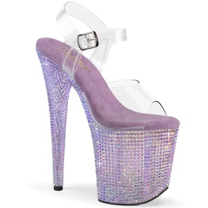 Violett 20 cm 808RRS pole dance h�gklackade skor strass plat�