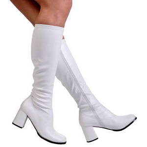 Vit Konstl�der 7,5 cm GOGO-300 H�ga Damst�vlar f�r M�n