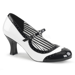 Vit Lackl�der 7,5 cm JENNA-06 stora storlekar pumps skor