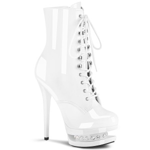 White 15,5 cm BLONDIE-R-1020 lace up platform ankle boots in patent