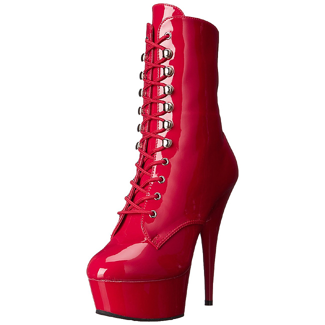 Red Patent 15,5 cm DELIGHT-1020 Platform Ankle Calf Boots
