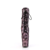 1040SPF - 20 cm pleaser high heels ankle boots snake pattern rose