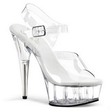 Transparent 15 cm Pleaser DELIGHT-608 H�ga Plat�sandaletter