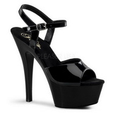 Black Shiny 15 cm Pleaser KISS-209 Platform High Heels Shoes
