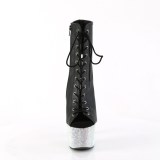 BEJ-1016-7 - 18 cm pleaser hgklackade boots strass svart