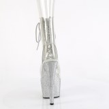 BEJ-1016C-2-7 - 18 cm pleaser high heels ankle boots strass transparent
