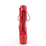 BEJ-1020-7 - 18 cm pleaser high heels ankle boots strass red