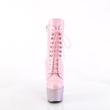 BEJ-1020-7 - 18 cm pleaser hgklackade boots strass rosa