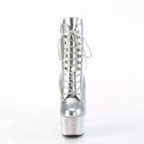 BEJ-1020-7 - 18 cm pleaser hgklackade boots strass silver
