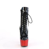 BEJ-1020-7 - 18 cm pleaser hgklackade boots strass svart rd