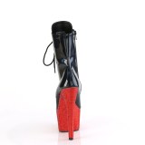 BEJ-1020-7 - 18 cm pleaser hgklackade boots strass svart rd