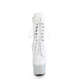 BEJ-1020-7 - 18 cm pleaser hgklackade boots strass vit