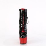 BEJ-1020FH-7 - 18 cm pleaser hgklackade boots strass svart rd