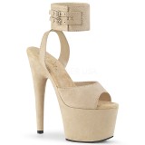 Beige Leatherette 18 cm ADORE-791FS pleaser high heels with ankle straps