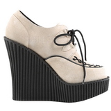 Beige Leatherette CREEPER-302 creepers wedges women shoes