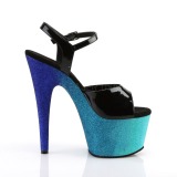 Blå 18 cm ADORE-709OMBRE glitter platå high heels