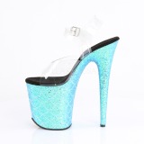 Blå 20 cm FLAMINGO-808MSLG glitter platå high heels