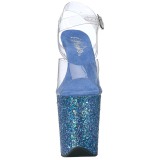 Blå Glitter 20 cm FLAMINGO-808LG Platå Högklackade Sandaler Skor
