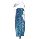 Blå Glitter 20 cm FLAMINGO-808LG Platå Högklackade Sandaler Skor