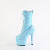 Bl� glitter plat�boots 18 cm ADORE-1040IG h�gklackade boots
