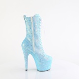 Bl� glitter plat�boots 18 cm ADORE-1040IG h�gklackade boots