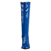 Blå lackstövlar blockklack 7,5 cm - 70 tal hippie boots disco gogo knähöga stövlar