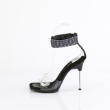 Black 11,5 cm CHIC-42 ankle straps stiletto metal heels sandals