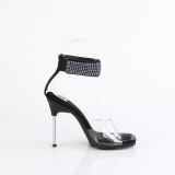 Black 11,5 cm CHIC-42 ankle straps stiletto metal heels sandals