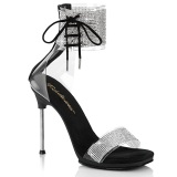 Black 11,5 cm CHIC-47 ankle straps stiletto metal heels sandals
