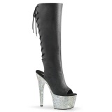 Black 18 cm BEJ-2018-7 Pleaser high heeled lace up boots