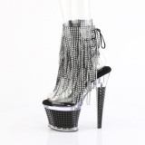 Black 18 cm SPECTATOR-1017RSF fringe ankle boots high heels